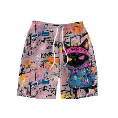 Men's Fashionable 3D Printed Design Graffiti Swim Shorts