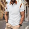 Men's Short Sleeve Waffle Jacquard Solid Color Polo Shirt