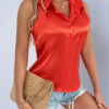 Women's Solid Color Casual Elegant Button Satin Shirt