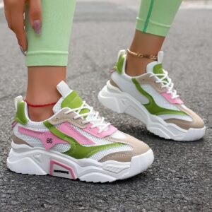Women's Casual Sporty Floral Mesh Breathable Thick-Soled Shoes