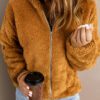 Women's Casual Hooded Long Sleeve Zip Plush Jacket