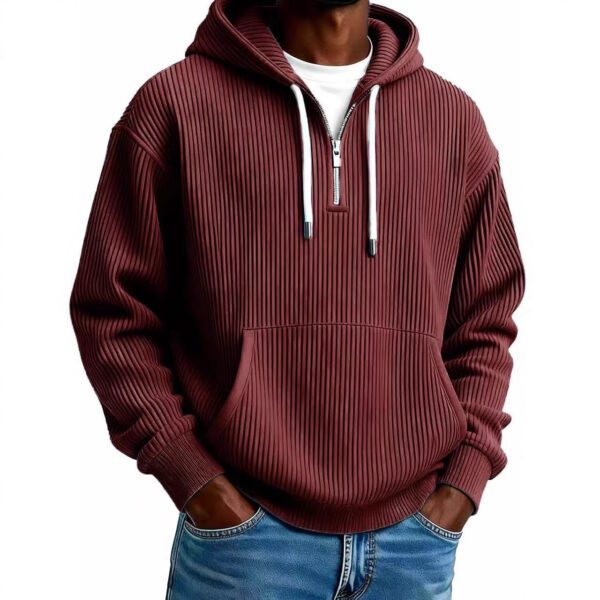 Men's Casual Solid-Colored Corduroy Long-Sleeve Hoodie