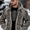 Men's Zippered Trendy Casual Dual Pocket Printed Hoodie