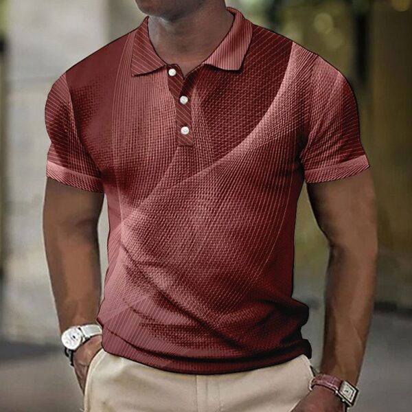 Men's 3D Printed Button Short-sleeved Polo Shirt