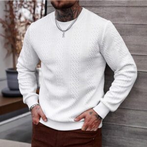 Men's Casual Jacquard Weave Sweater With A Crew Neck