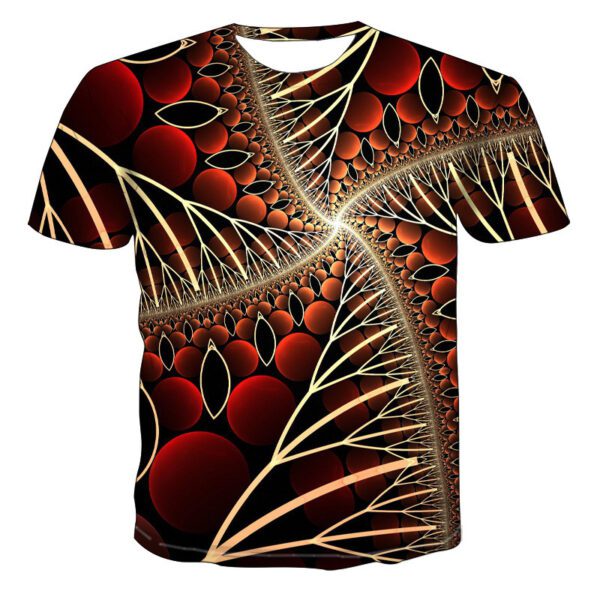 Men's Casual Short Sleeve T-shirt with Striking 3D Printed Abstract Design