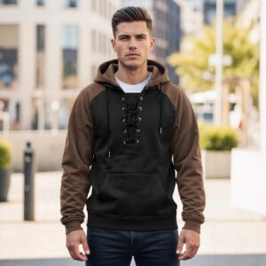 Men's Retro Casual Drawstring Hooded Pullover Sweater