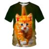 Men's Casual T-shirt with Eye-Catching 3D Printed Cat Pattern – Short Sleeve Comfort!