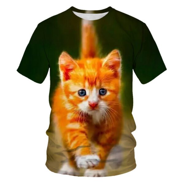 Men's Casual T-shirt with Eye-Catching 3D Printed Cat Pattern – Short Sleeve Comfort!