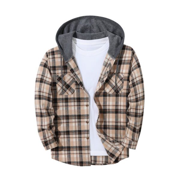Men's Trendy Buttoned Checkered Trucker Hooded Jacket