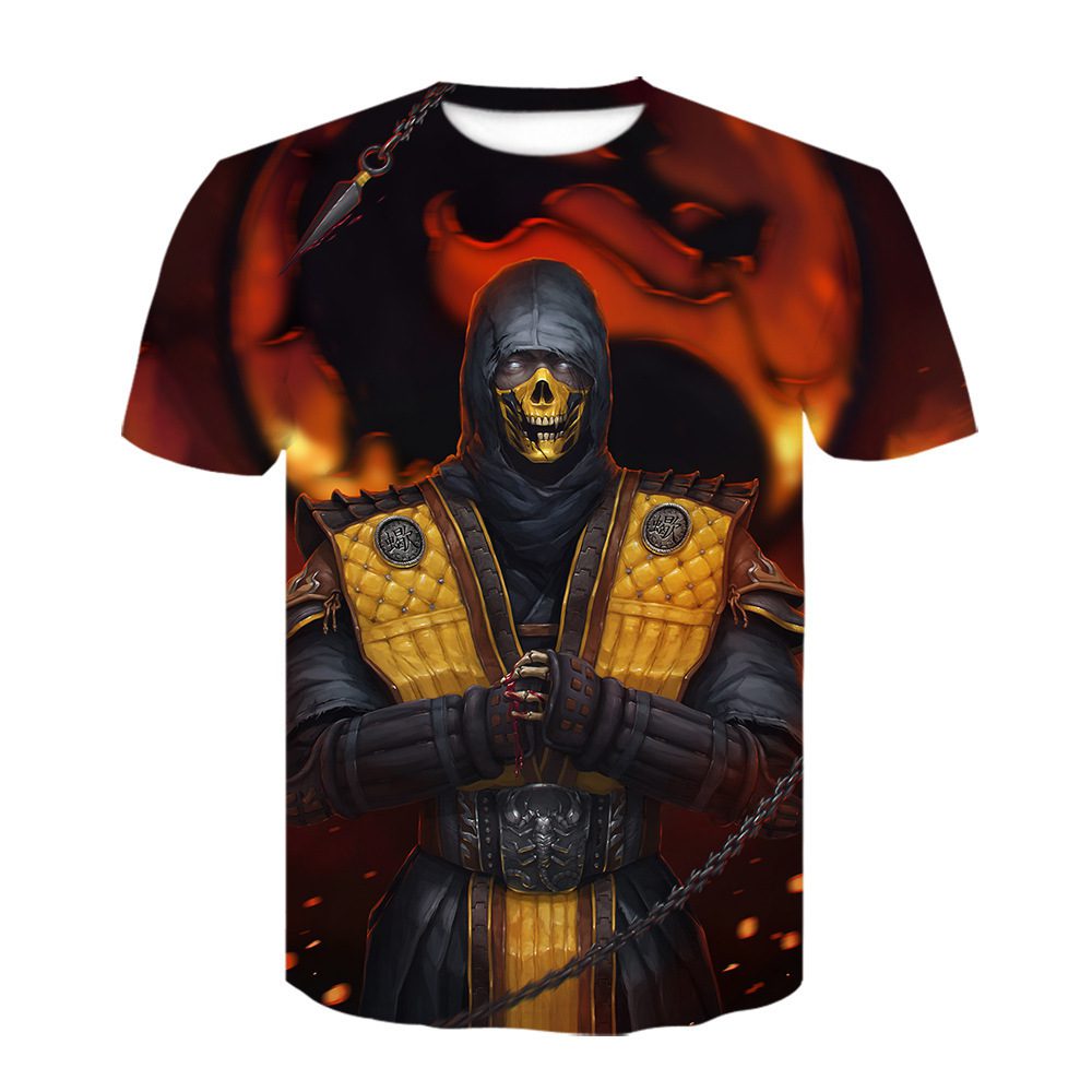 Men's Printed Mortal Kombat Gaming Casual Short Sleeve T-shirt