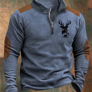 Men's Casual Stand-Up Collar Half Zip Pullover Sweater