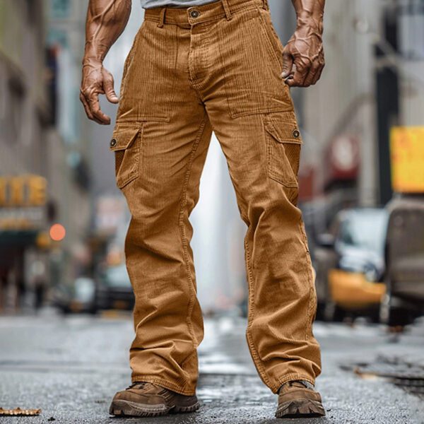Men's Casual Trendy Corduroy Multi-Pocket Solid Color Cargo Pants