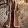 Women's Retro Fashion Suede Edge Solid Color Long Wind Jacket