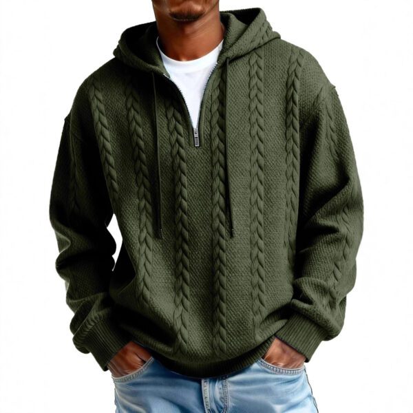 Men's Fashionable Half-zip Casual Hooded Sweater With Long Sleeves