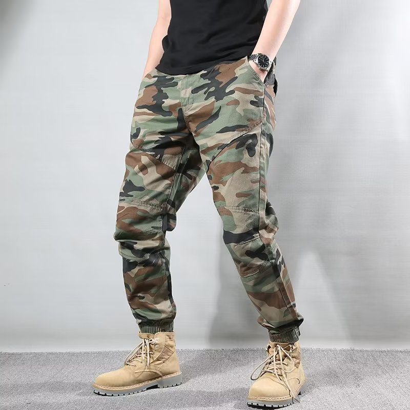 Men's Long Casual Retro Camo Tapered Ankle-Fit Pants