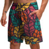 Men's Summer Fashion 3D Printed Leaf Series 3D Printed Casual Beach Shorts