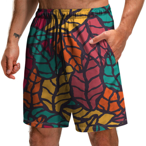 Men's Summer Fashion 3D Printed Leaf Series 3D Printed Casual Beach Shorts