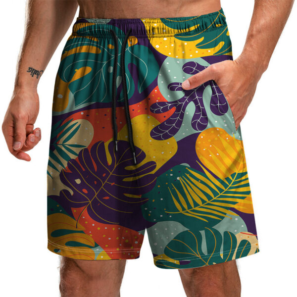Men's Summer Fashion 3D Printed Leaf Series 3D Printed Casual Beach Shorts