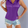 Women's Solid Color Casual Elegant Button Satin Shirt
