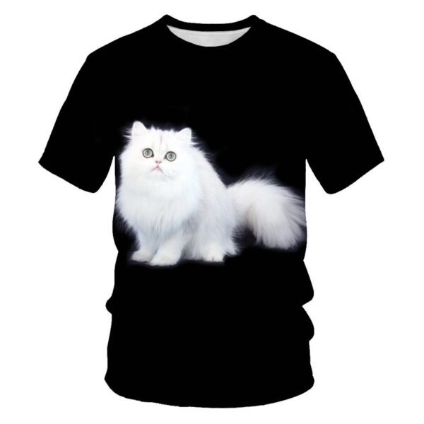 Men's Casual T-shirt with Eye-Catching 3D Printed Cat Pattern – Short Sleeve Comfort!