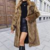 Women's Fashionable Long Faux Fur Coat With A Square Neck