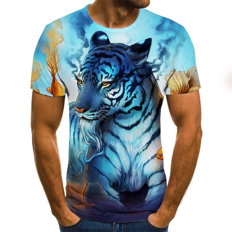 Men's Casual Trendy Patterns 3D Printed Graphic Short-Sleeved T-shirt