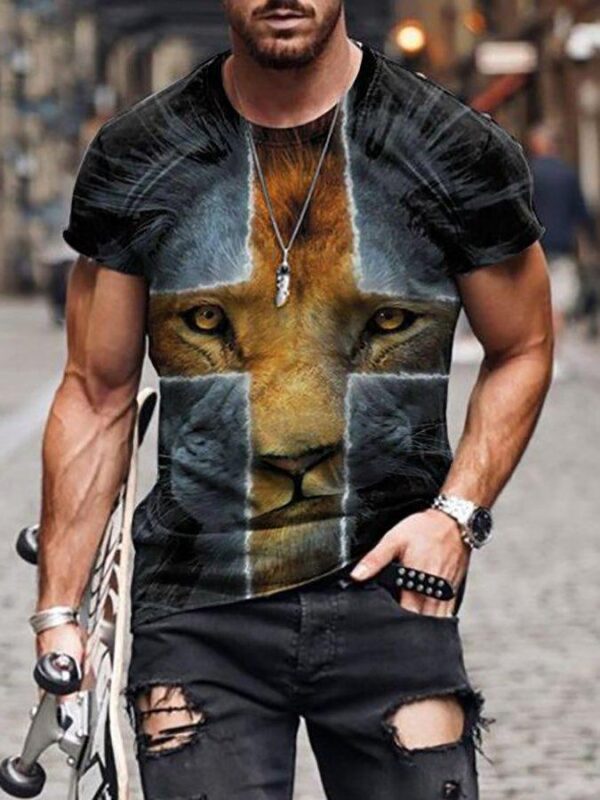 1621315025063.jpg Men's Christian Casual Graphic Printed Short Sleeve T-shirt With A Cross