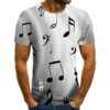 Men's Casual Trending 3D Printed Flame Music Note/Guitar Short Sleeve T-shirt