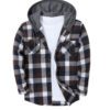 Men's Trendy Buttoned Checkered Trucker Hooded Jacket