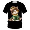 Men's Casual T-shirt with Eye-Catching 3D Printed Cat Pattern – Short Sleeve Comfort!