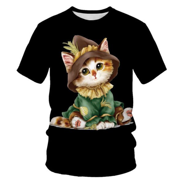 Men's Casual T-shirt with Eye-Catching 3D Printed Cat Pattern – Short Sleeve Comfort!