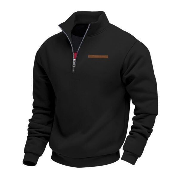 19ed4977-8de4-47e5-b1ea-6680ec095e8a.jpg Men's Casual Fleece-Lined Mid-Length Zip-Up Loose-fit Stand-up Collar Sweater