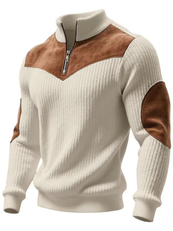 Men's Trendy Casual Corduroy High-Neck Zip-Up Sweater