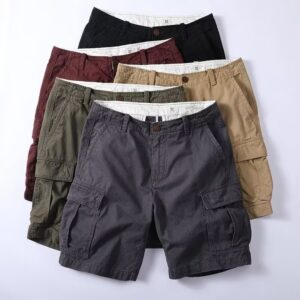 Men's Retro Casual Relaxed-fit Mid-length Cargo Pants With Multiple Pockets