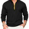 Men's Casual Sporty Color-Block Cardigan Half-Zip Sweater