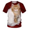Men's Casual T-shirt with Eye-Catching 3D Printed Cat Pattern – Short Sleeve Comfort!