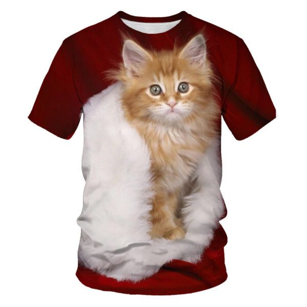 Men's Casual T-shirt with Eye-Catching 3D Printed Cat Pattern – Short Sleeve Comfort!