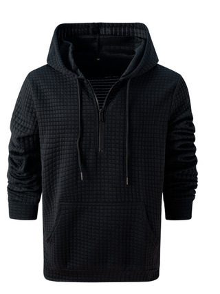 1e198cfa-9580-41b0-80a5-2c6f4df81309.jpg Men's Trendy Plaid Jacquard Solid-Color Casual Hoodie Sweater