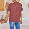 1fea2668-737a-4208-90e2-92c94d625189.jpg Women's Summer Button Short-Sleeved Loose Solid Color V-neck Top
