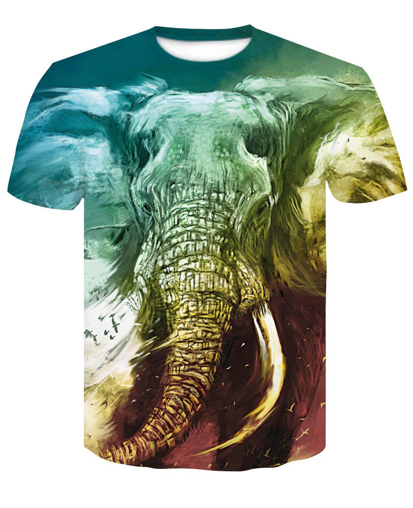 Men's Casual Fantasy Animals 3D Printed Short Sleeve T-shirt