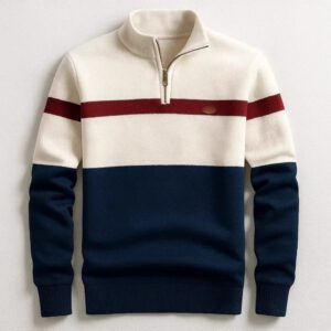 Men's Business Casual Knitwear Half-Zip Long-Sleeve Pullover Sweater