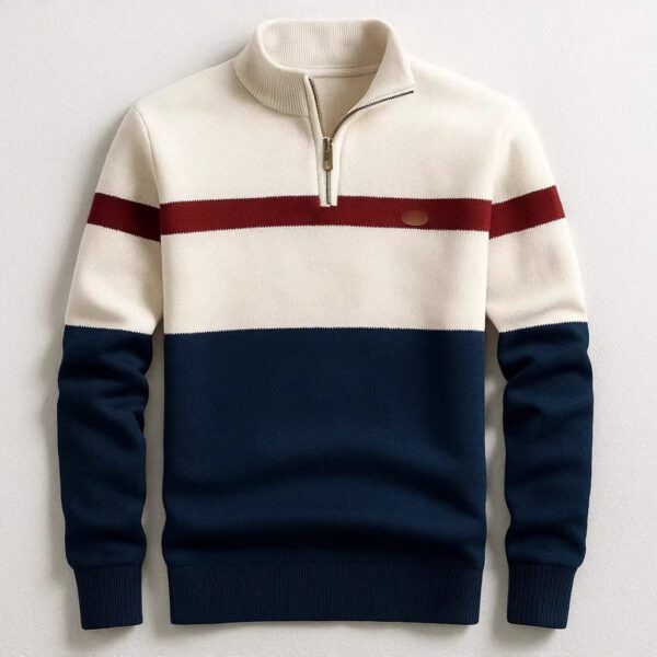 Men's Business Casual Knitwear Half-Zip Long-Sleeve Pullover Sweater