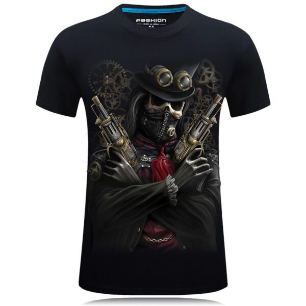 Men's Casual Trendy 3D Printed Dystopian Gunslinger Short Sleeve T-shirt