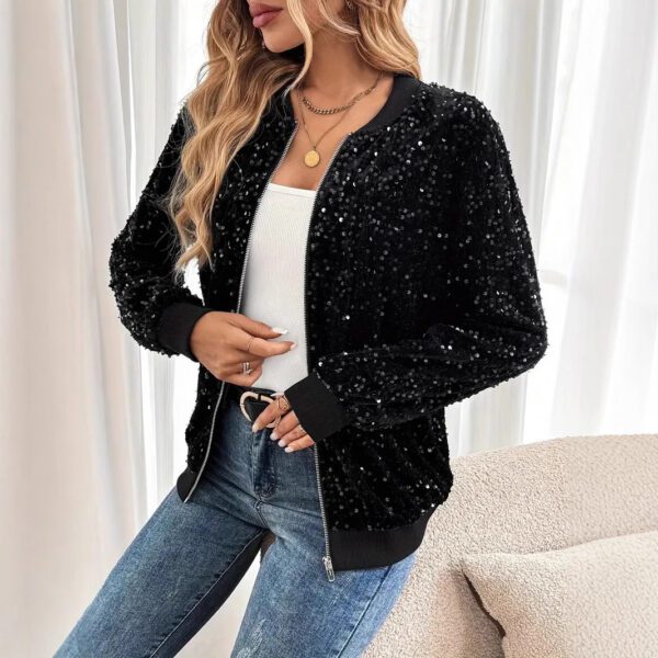 Women's Stylish Cropped Sequence Casual Jacket