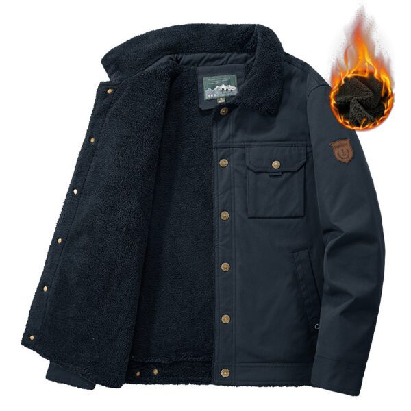 Men's Trendy Casual Cotton Fleece-Lined Lambswool Jacket