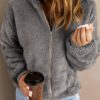 Women's Casual Hooded Long Sleeve Zip Plush Jacket
