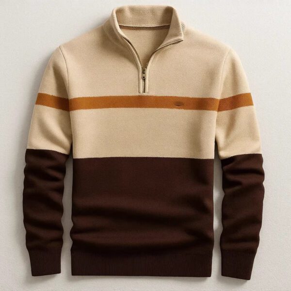 Men's Business Casual Knitwear Half-Zip Long-Sleeve Pullover Sweater