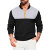 Men's Casual Sporty Color-Block Cardigan Half-Zip Sweater
