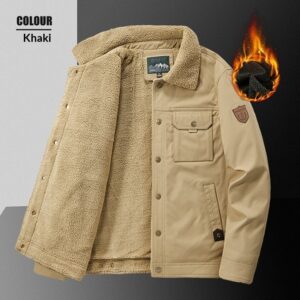 Men's Trendy Casual Cotton Fleece-Lined Lambswool Jacket